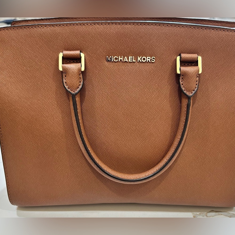 Michael Kors Brown Satchel with Gold Accents